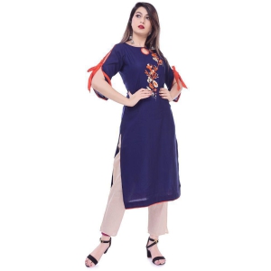 Maquien - Blue Rayon Women's Straight Kurti - 4XL