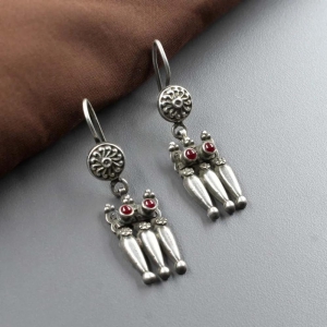 Antique Style Real Sterling Silver Oxidized dangle earrings