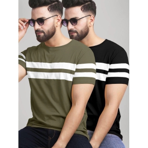 AUSK - Black Cotton Blend Regular Fit Men's T-Shirt ( Pack of 2 ) - None