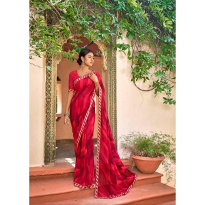 Red Georgette With Pogo Work and Fancy Blouse - gnp009441