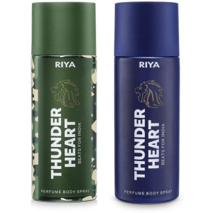 Riya Thunder Heart Green & Blue Deodorant Spray & Perfume For Men 300 ( Pack of 2 )