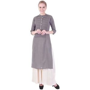 SVARCHI - Grey Cotton Blend Womens Straight Kurti ( Pack of 1 ) - XXL