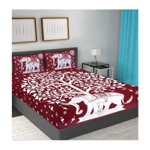 frionkandy-cotton-animal-printed-queen-bedsheet-with-2-pillow-covers-maroon-maroon