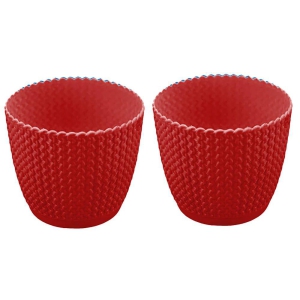 Textured Oval Garden Pots | Set of 2 Red