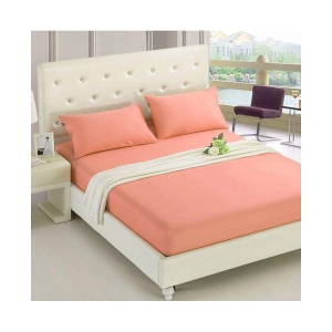 House Of Quirk Polyester Queen Bed Sheet with Two Pillow Covers ( 200 cm x 180 cm ) - Peach