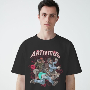 Artivitus Black T-Shirt-Black / S-38