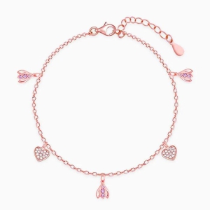 Rose Gold Crocus Heart Bracelet