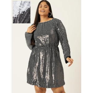 Desginer Grey Sequin Dress-L