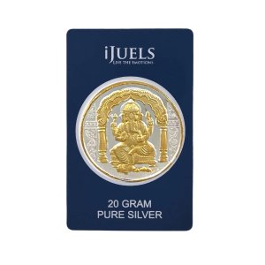 20 Grams 999 pure silver round 20gram Ganesh ji Pure Silver coin  with 22k gold in a gift pack