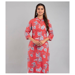 MAUKA - Red Rayon Women's Straight Kurti ( Pack of 1 ) - None