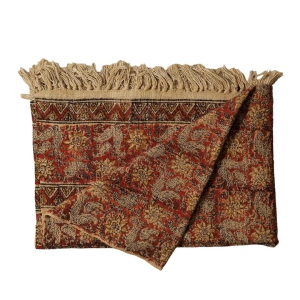 Red and Yellow Kalam Kari Print Throw