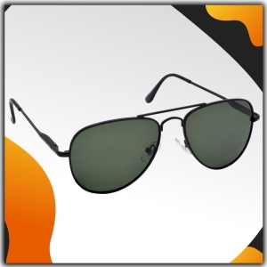 Stylish Pilot Full-Frame Metal Polarized Sunglasses for Men and Women | Green Lens and Black Frame | HRS-KC1013-BK-GRN-P