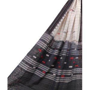 Offwhite Black?Sambalpuri Handwoven Single Ikat Cotton Dupatta