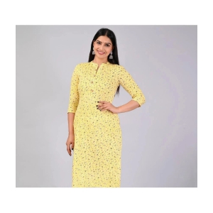 MAUKA Rayon Printed Straight Womens Kurti - Yellow ( Pack of 1 ) - None