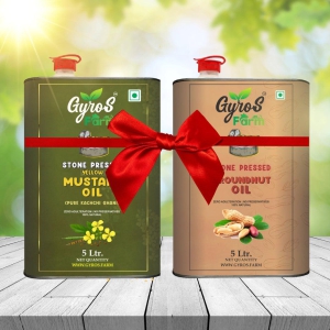 Stone Cold Pressed Yellow Mustard and Groundnut Oil Combo | 5L + 5L | zero Adulteration | Sieve Filtered-5 Liter + 5 Liter