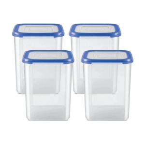 Milton Stacko 360 degree Plastic Storage Container (9) Set of 4, 5.75 Litres Each, Blue | Storage Jar | Air Tight | Kitchen Organiser | Container Set | Refrigerator Safe | BPA Free | Stackab