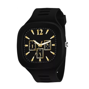 Chic Square Black Dial with Smooth Silicone Strap