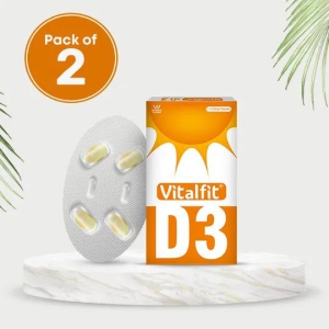 VitalFit D3 Softgels(1x4 Capsules) - Boost Vitamin D3 Levels for Bone Health and Immune Support(Pack of 2)