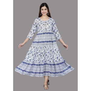 SIPET - Navy Blue Cotton Womens Anarkali Kurti ( Pack of 1 ) - None