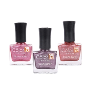 Color Fx New York Sugar Baby Premium Non-UV Gel Nail Enamel in Metallic Matte Finish, Pack of 3