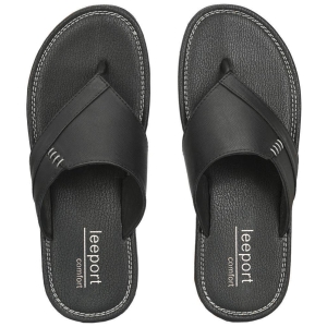 Leeport Black Men's Leather Slipper - None