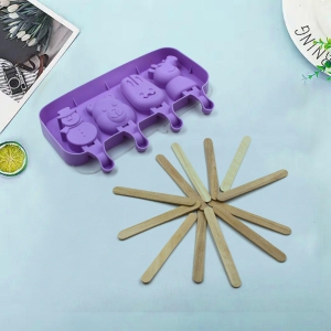 Silicone Popsicle Molds 4 Cavities with Lids-Free Size