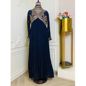 NEW Navy blue  Floral Embroidered Alia Cut Ethnic Dress