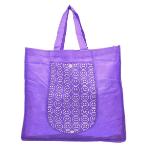 Foldable Reusable Smiley Printed Shopping Bag Random Colour