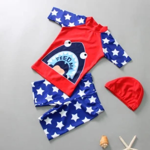 Two piece swimsuit with matching cap-3XL (7-9yr) / Shark