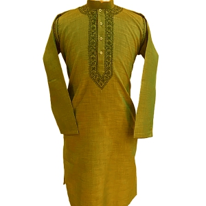 Mustard Yellow Mens Chikankari Kurta