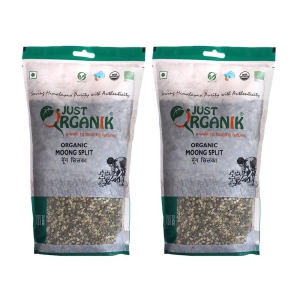 Just Organik Moong Split Chhilka 2 Kg, (2 x 1 Kg), 100% Organic