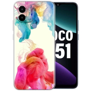 Fashionury Multicolor Printed Back Cover Silicon Compatible For Poco C51 ( Pack of 1 )