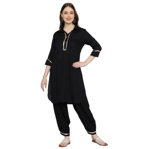 GMI Black Rayon Afghani Kurta Pant Set-4XL