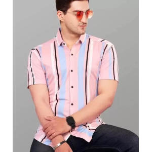 Men Regular Fit Striped Spread Collar Casual Shirt