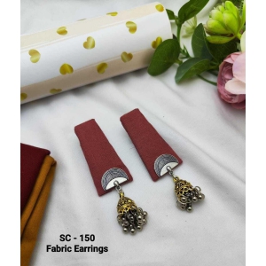 Women  And Girls Fabric Earrings-7  (maroon)