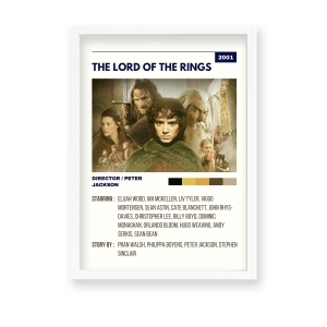 The Lord of the rings - The fellowship of the ring Retro Wall Art-A3 / White Frame