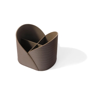 Recycled Leather Desk Caddy-Taupe