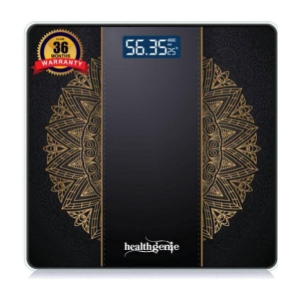 Healthgenie Digital Weight Machine Thick Tempered Glass LCD Display 93-Multicolor Weighing Scale