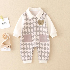 Cozy Bear Checkered Jumpsuit-18 to 24 Months