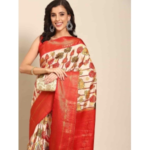 Women's Kalamkari Print with Regal Weave Silk Saree With Unstiched Blouse Piece