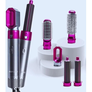 5 in 1 Multifunctional Hair Dryer Styling Tool, Detachable 5-in-1 Multi-Head Hot Air Comb, The Negative Ion Automatic Suction Hair Curler-Free Size