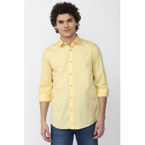 Men Yellow Slim Fit Solid Full Sleeves Casual Shirt