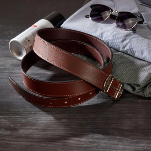 Men''s Genuine Leather Casual Belt - Brown-42