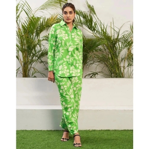 Selvia Lime Green Printed Pant Top Set - None