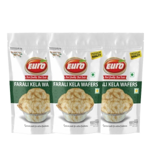 Euro Premium Farali Banana Chips Wafers | Fresh, Healthy, Thin, Crispy, Namkeen Snacks|Authentic Taste, Ideal for Snacking Pleasure |Zero Trans Fats, Cholesterol-Free