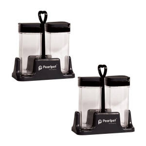 PearlPet - Black Plastic Spice Container ( Set of 4 ) - 100ml ml - Black