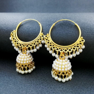 Gold-Toned & Beaded Circular Hoop Earrings