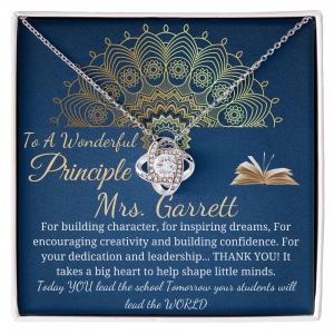 Principal Gift Personalized Principal Appreciation Gift For principal Retirement Gift Idea End Of Year Gift School Principal Love Knot #0384 Mrs. Garrett-18K Yellow Gold Finish / Standard Box