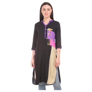 Karigaari Black Cotton Straight Kurti - XS