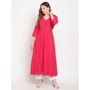 queenley-pink-cotton-womens-flared-kurti-none